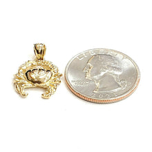 Load image into Gallery viewer, New 14k yellow Gold crab cancer zodiac sign Pendant charm fine jewelry 2.6g
