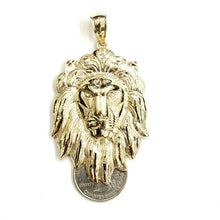 Load image into Gallery viewer, New 10k yellow solid Gold lion head face zodiac Pendant charm fine jewelry 17.3g
