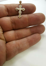 Load image into Gallery viewer, New 14k gold two tone cross jesus pendant charm fine gift religious jewelry 1.3g
