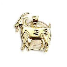Load image into Gallery viewer, New 10k yellow Gold Goat Pendant charm diamond cut animal fine gift jewelry 2.7g
