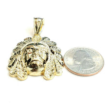 Load image into Gallery viewer, New 10k yellow solid Gold Indian face head Pendant fine gift jewelry 1.50" 7.8g
