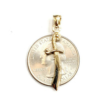 Load image into Gallery viewer, New 14k yellow Gold solid sword Machete Pendant charm gift fine jewelry 1.4g
