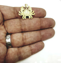 Load image into Gallery viewer, 10k yellow gold cancer crab full body pendant charm zodiac sign gift 2.2g
