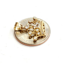 Load image into Gallery viewer, 14k yellow gold 15 años 15 years crown pendant cubic zirconia jewelry 1.8g
