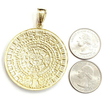 Load image into Gallery viewer, 10k yellow Gold solid Aztec Mayan sun calendar Azteca pendant gift 1.87" 14.2g
