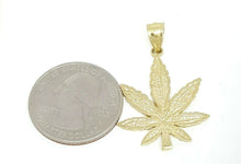 Load image into Gallery viewer, New 14k yellow gold marijuana leaf weed pendant charm fine gift jewelry 2.6g
