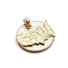 Load image into Gallery viewer, 14k yellow gold United States USA outline map pendant charm fine jewelry 2.2g
