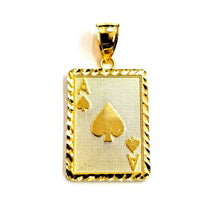 Load image into Gallery viewer, 10k yellow Gold Ace of spade Pendant playing card gambling fine jewelry 4.9g
