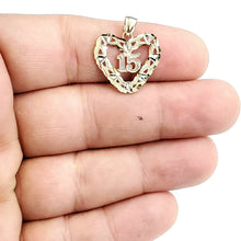 Load image into Gallery viewer, New 14k tri color Gold heart 15 años 15 years Pendant charm fine jewelry 1.9g
