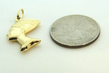 Load image into Gallery viewer, 14k yellow Gold 3D hollow egyptian queen nefertiti head Pendant fine gift 2.1g
