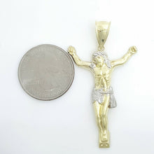 Load image into Gallery viewer, 10k two tone gold Jesus full body religious gift pendant charm fine jewelry 3.3g
