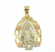 Load image into Gallery viewer, 14k 3 color gold virgin Mary Guadalupe pendant charm gift religious jewelry 7.1g
