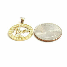 Load image into Gallery viewer, New 10k yellow Gold round Virgo zodiac sign Pendant charm astrology jewelry 2.3g
