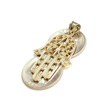 Load image into Gallery viewer, New 14k yellow gold khamsa hamsa hand lucky Jewish filigree pendant jewelry 8.5g

