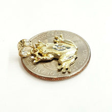 Load image into Gallery viewer, New 14k yellow gold frog pendant charm diamond cut gift unisex fine jewelry 1.2g
