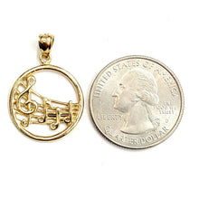 Load image into Gallery viewer, New 14k solid yellow Gold round music sign note Pendant fine jewelry gift 2g
