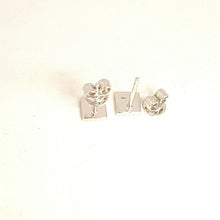 Load image into Gallery viewer, New 14k White Gold 0.11Ct Round Diamond square stud Earrings Push Back Fastening

