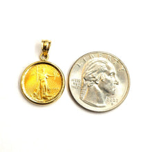 Load image into Gallery viewer, 14K Gold pendant With genuine 5 dollars 1/10 oz 22k American eagle coin 4.3g
