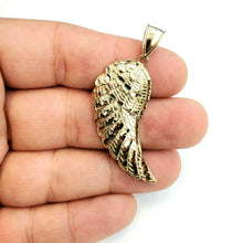 Load image into Gallery viewer, 10k Yellow Gold Single Angel Wing Pendant Diamond Cut Unisex fine jewelry 3.7g

