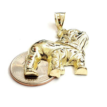Load image into Gallery viewer, 10k yellow Gold bulldog full body Pendant charm diamond cut fine jewelry 6.5g
