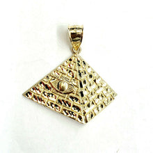 Load image into Gallery viewer, 10k yellow solid Gold Egyptian pyramid eye Pendant diamond cut fine jewelry 6.4g
