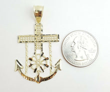 Load image into Gallery viewer, New 10k yellow solid Gold anchor and wheel Pendant charm fine gift jewelry 3.6g
