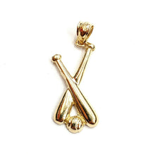 Load image into Gallery viewer, New 14k yellow Gold baseball bat Pendant charm sport game fine jewelry gift 1.7g
