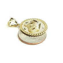 Load image into Gallery viewer, New 10k yellow gold round crown pendant charm fine jewelry gift diamond cut 4.2g
