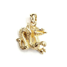 Load image into Gallery viewer, 14k yellow Gold 3D winged dragon Pendant charm solid gift fine jewelry 4.2g
