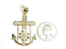 Load image into Gallery viewer, New 10k yellow solid Gold anchor and wheel Pendant charm fine gift jewelry 3.6g
