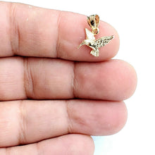 Load image into Gallery viewer, 14k yellow Gold Tiny Solid 3D Hummingbird Pendant charm fine gift jewelry 1g
