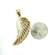 Load image into Gallery viewer, 10k Yellow Gold Single Angel Wing Pendant Diamond Cut Unisex fine jewelry 3.7g
