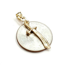 Load image into Gallery viewer, New 14k yellow Gold solid sword Machete Pendant charm gift fine jewelry 1.4g

