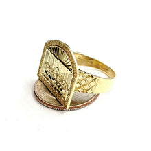 Load image into Gallery viewer, 10k yellow gold last supper religious men's Ring diamond cut jewelry Size 9.5
