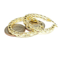Load image into Gallery viewer, 10K yellow Gold 1.52" 4mm Turkish hoop Earrings Round fine jewelry 5.6g

