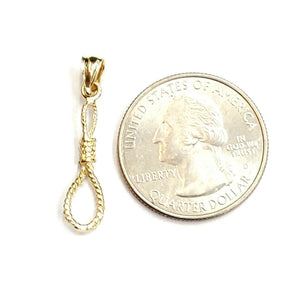 New 14k yellow Gold Noose rope 3D Pendant charm fine jewelry gift unisex 0.9g