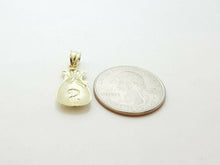 Load image into Gallery viewer, 10k yellow gold dollar sign money bag lucky pendant charm fine gift jewelry 1.4g
