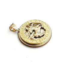 Load image into Gallery viewer, 10k yellow Gold round Sagittarius Archer Zodiac Sign Pendant fine jewelry 2.6g
