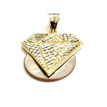 Load image into Gallery viewer, 10k yellow gold diamond shape pendant charm fine gift jewelry diamond cut 3.8g
