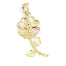 Load image into Gallery viewer, 14k 3 color Gold flower Pendant charm fine jewelry gift for her diamond cut 1.6g
