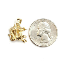 Load image into Gallery viewer, 14k yellow Gold 3D winged dragon Pendant charm solid gift fine jewelry 4.2g
