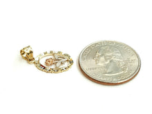 Load image into Gallery viewer, 14k tri color solid Gold oval flower Pendant charm fine women gift jewelry  1g
