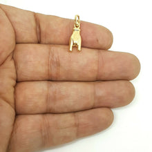Load image into Gallery viewer, New 14K Yellow Gold 3D hollow Mano Cornuto horn Hand Sign Charm pendant 0.8g
