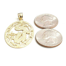 Load image into Gallery viewer, 14k yellow Gold oval dragon Pendant charm solid gift fine jewelry unisex 4.5g
