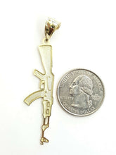 Load image into Gallery viewer, New 10k yellow Gold AK-47 machine gun rifle army Pendant charm fine jewelry 2.4g
