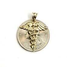 Load image into Gallery viewer, New 10k yellow solid Gold caduceus medical sign Pendant charm fine jewelry 1.1g
