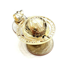 Load image into Gallery viewer, New 10k yellow gold 3D Spinning round globe planet earth world map pendant 15.8g
