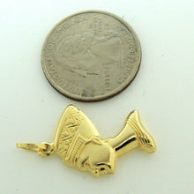 Load image into Gallery viewer, 14k yellow Gold 3D hollow egyptian queen nefertiti head Pendant fine gift 2.1g
