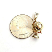 Load image into Gallery viewer, New 14k yellow gold 3D SPINNING round globe planet earth world map pendant 1.5g
