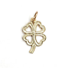 Load image into Gallery viewer, New 14k yellow Gold tiny clover leaf heart lucky Pendant charm fine jewelry 0.7g

